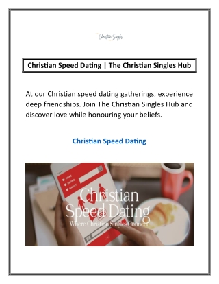 Christian Speed Dating | The Christian Singles Hub