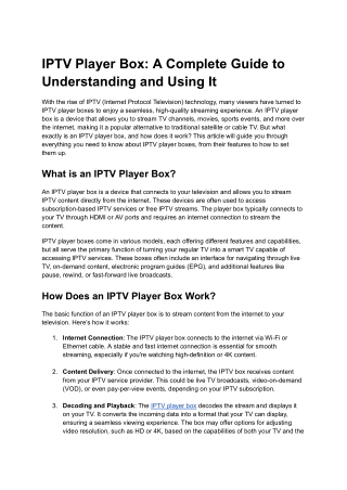 IPTV Player Box_ A Complete Guide to Understanding and Using It
