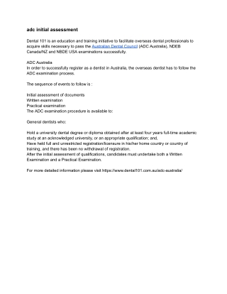 adc initial assessment dental 101 is an education