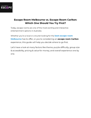 Escape Room Melbourne vs. Escape Room Carlton_ Which One Should You Try First_
