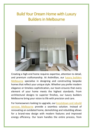 Build Your Dream Home with Luxury Builders in Melbourne