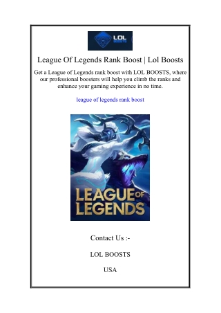 League Of Legends Rank Boost | Lol Boosts