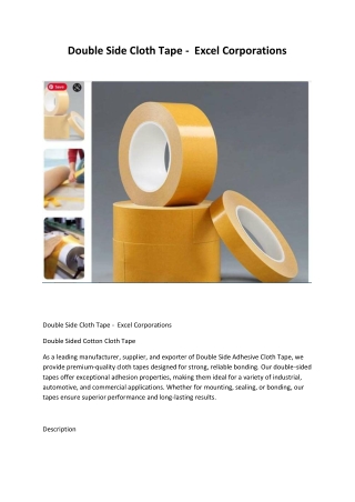 Double Side Cloth Tape -  Excel Corporations