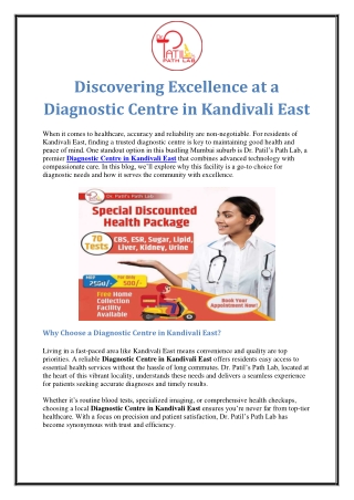 Discovering Excellence at a Diagnostic Centre in Kandivali East