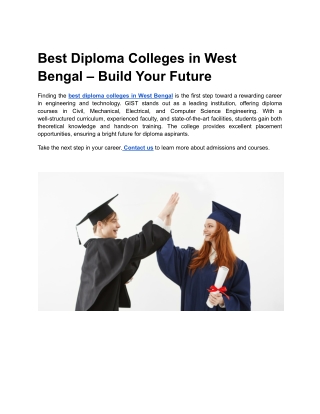 best diploma colleges in west bengal build your