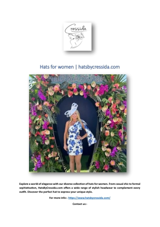 Hats for women | hatsbycressida.com