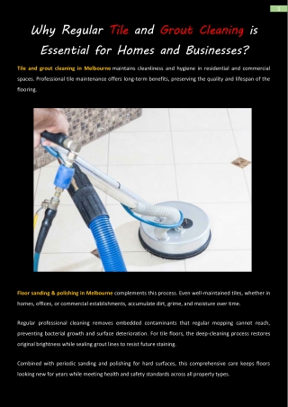 Why Regular Tile and Grout Cleaning is Essential for Homes and Businesses