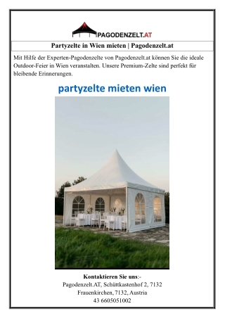 Partyzelte in Wien mieten Pagodenzelt.at