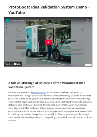 ProtoBoost Idea Validation System Demo - YouTube