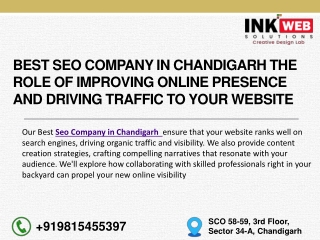 Best SEO Company in Chandigarh the Role of improving Online presence and Driving