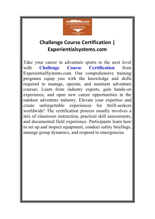challenge course certification
