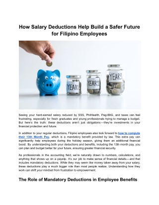 How Salary Deductions Help Build a Safer Future for Filipino Employees