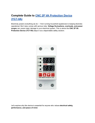complete guide to cnc 2p va protection device