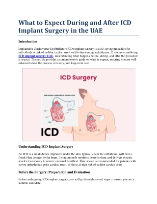 What to Expect During and After ICD Implant Surgery in the UAE