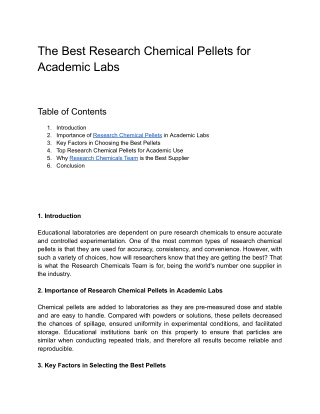 The Best Research Chemical Pellets for Academic Labs