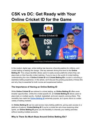 csk vs dc get ready with your online cricket