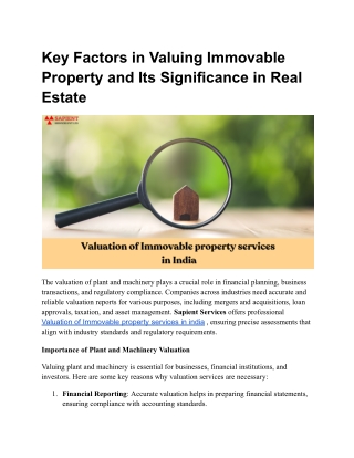 Key Factors in Valuing Immovable Property and Its Significance in Real Estate - Google Docs