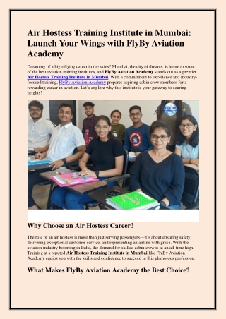 Air Hostess Training Institute in Mumbai