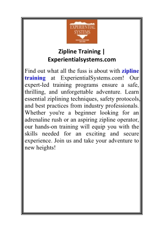 zipline training experientialsystems com