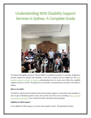 Understanding NDIS Disability Support Services in Sydney A Complete Guide