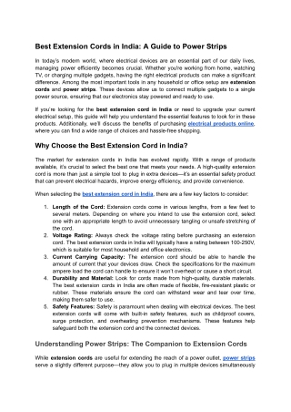 Best Extension Cords in India_ A Guide to Power Strips