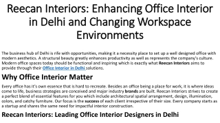 Reecan Interiors: Transforming Office Interior in Delhi with Modern Designs