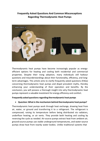 Frequently Asked Questions And Common Misconceptions Regarding Thermodynamic Hea