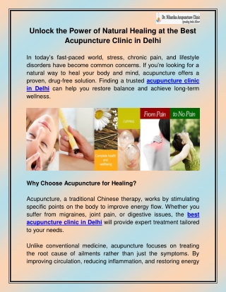 Acupuncture Clinic in Delhi