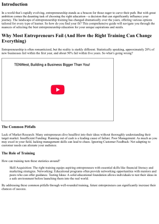 Finding Your Fit: Selecting the Best Entrepreneurship Education for You