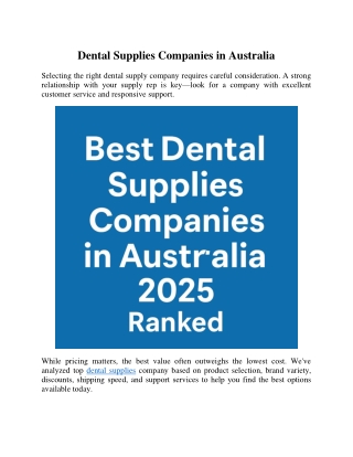 Best Dental Supplies Company Australia 2025