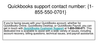 quickbooks support contact number 1 855 550 0701