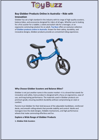 Buy Globber Products Online in Australia – Ride with Innovation