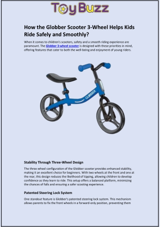 How the Globber Scooter 3-Wheel Helps Kids Ride Safely and Smoothly