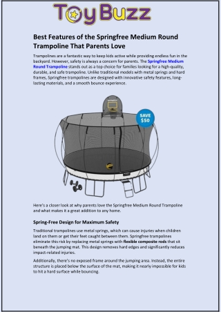 Best Features of the Springfree Medium Round Trampoline That Parents Love