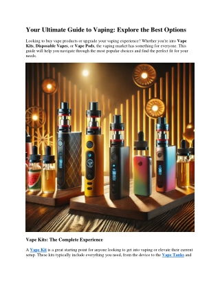 Best Vape Kits for Every Vaper