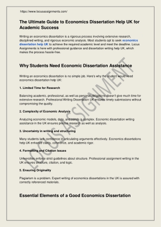 Economics Dissertation Help UK for Academic Success