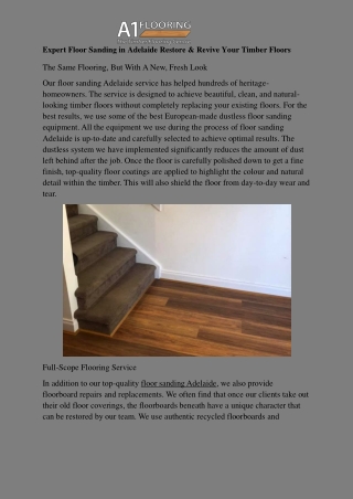 Expert Floor Sanding in Adelaide Restore