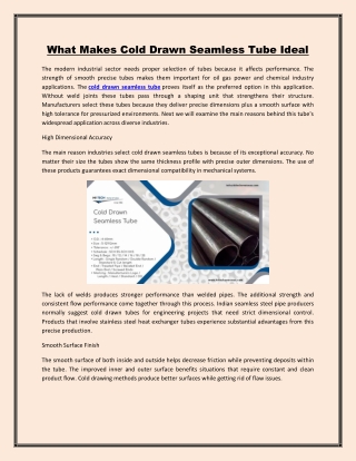 what makes cold drawn seamless tube ideal