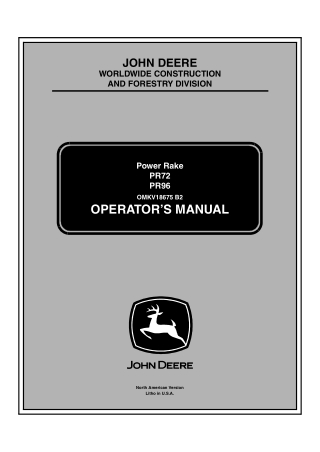 John Deere PR96 Power Rake Operator’s Manual Instant Download (PR96 PIN.KVPR96X400101-) (Publication No.OMKV18675)