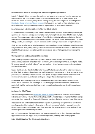 How Distributed Denial of Service (DDoS) Attacks Disrupt the Digital World
