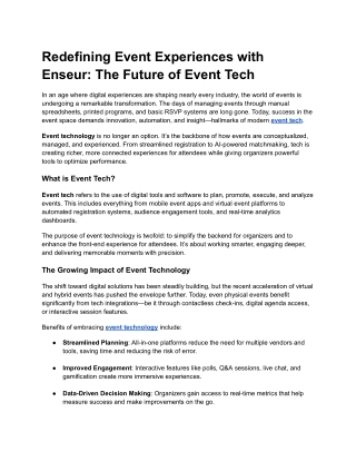 redefining event experiences with enseur