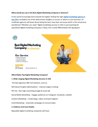 What would you say is the Best Digital Marketing Company in America