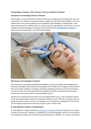 dermatologist in jhalawar skin treatment hair