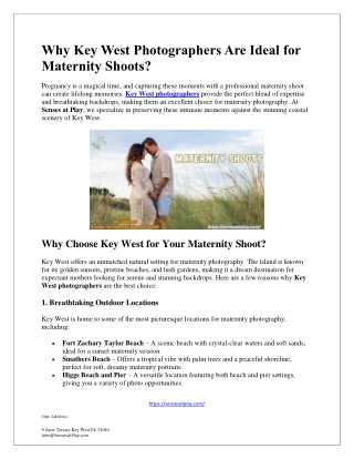 Why Key West Photographers Are Ideal for Maternity Shoots