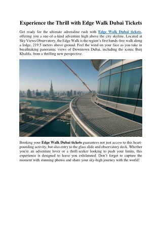 Experience the Thrill with Edge Walk Dubai Tickets