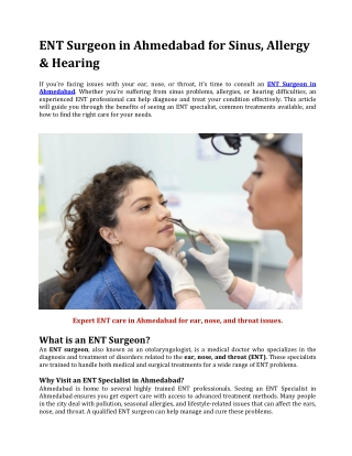 ent surgeon in ahmedabad for sinus allergy