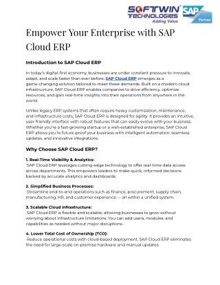 Empower Your Enterprise with SAP Cloud ERP