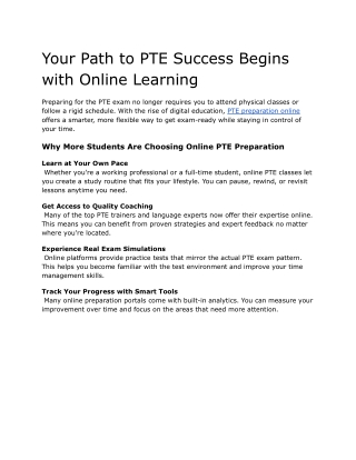 Your Path to PTE Success Begins with Online Learning