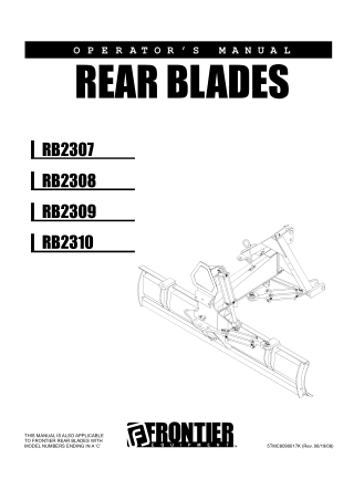 John Deere RB2309 Rear Blades Operator’s Manual Instant Download (Publication No. 5TMC8090017K)
