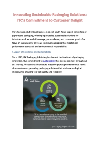 Driving Sustainability Through Innovative Packaging Solutions